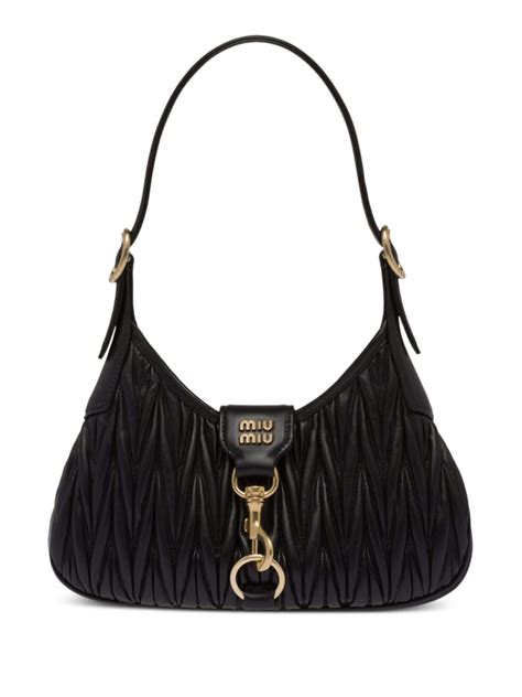 miu miu matelassé nappa leather shoulder bag|Black Matelassé Nappa Leather Bag .